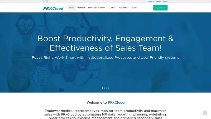 Homepage of PRX CLOUD