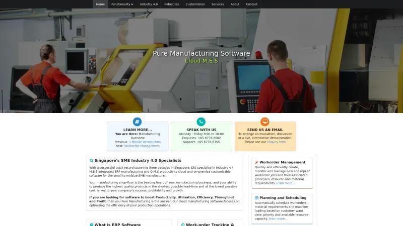 Homepage of Pure Manufacturing