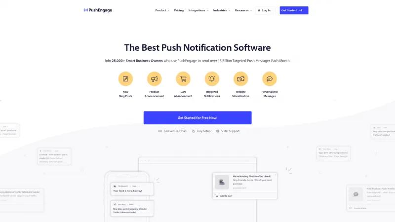 Homepage of PushEngage