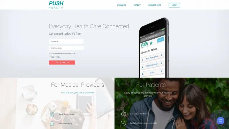 Homepage of Push Health