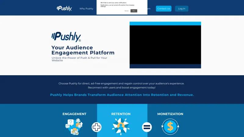 Homepage of Pushly