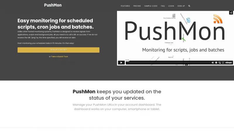 Homepage of PushMon