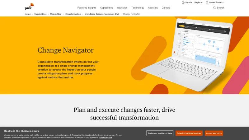 Homepage of PwC Change Navigator