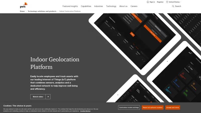 Homepage of PwC Indoor Geolocation Platform