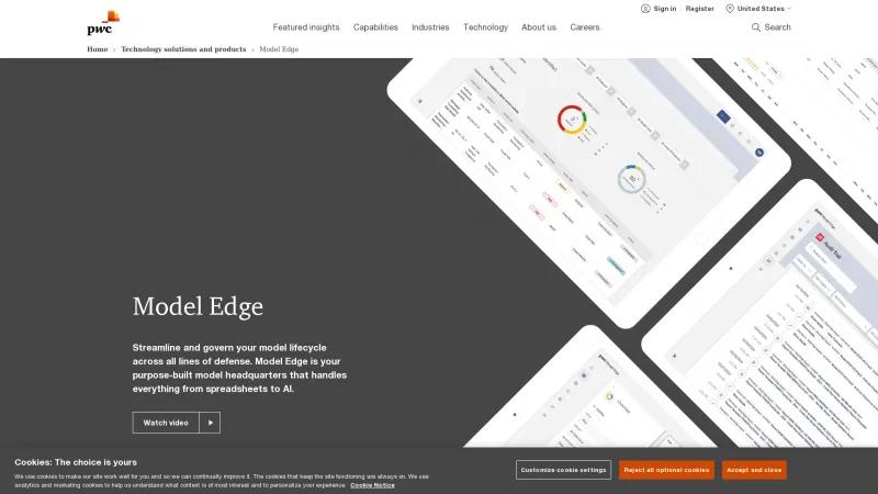 Homepage of PwC Model Edge