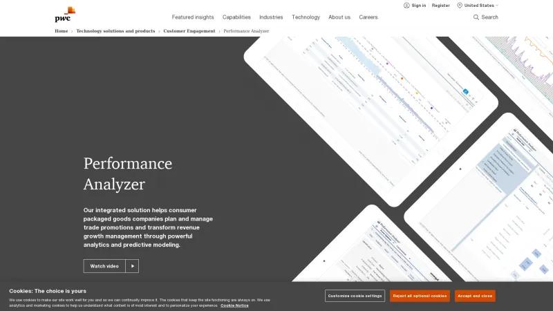 Homepage of PwC Performance Analyzer