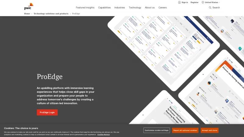 Homepage of ProEdge