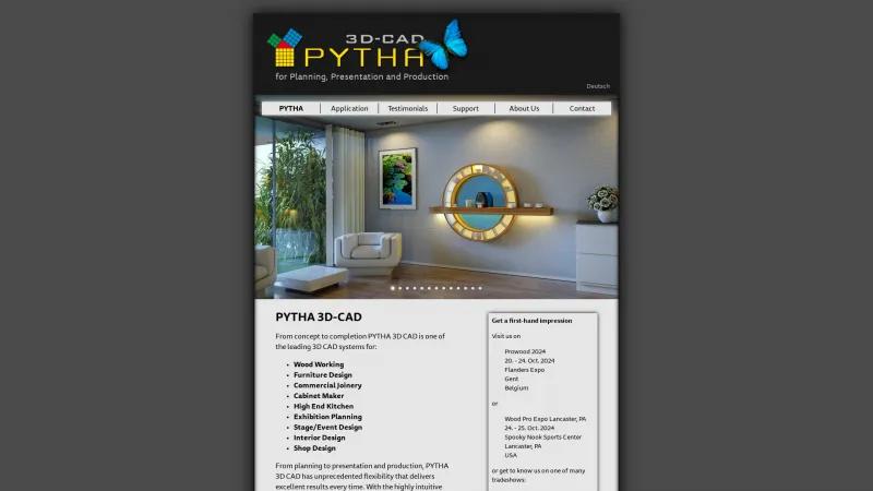 Homepage of PYTHA 3D CAD