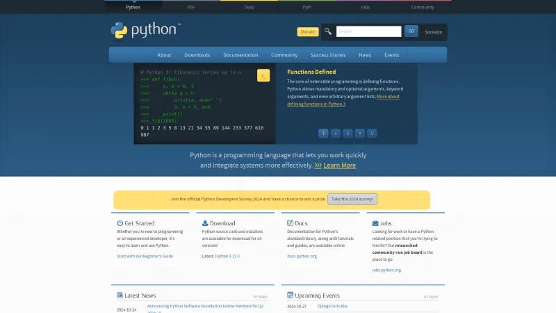 Homepage of Python