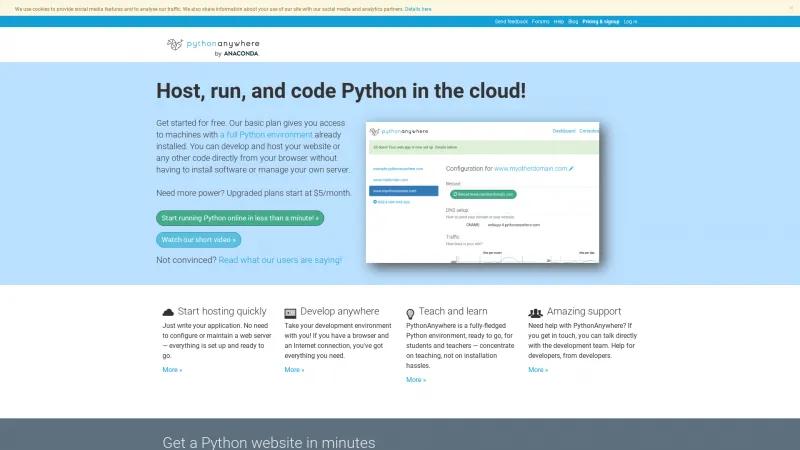 Homepage of PythonAnywhere