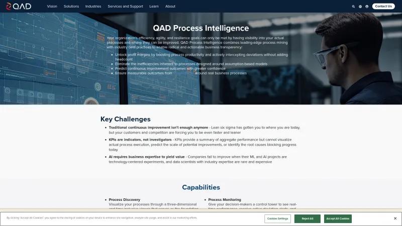 Homepage of QAD Process Intelligence