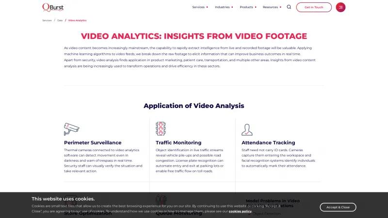 Homepage of QBurst Video Analytics