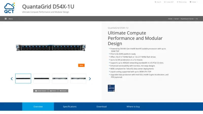 Homepage of QCT QuantaGrid