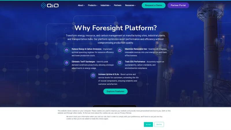 Homepage of QiO Foresight Platform