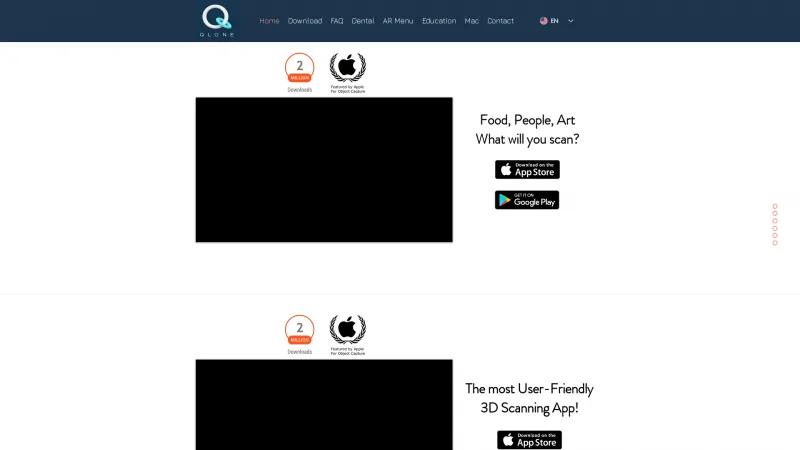 Homepage of Qlone