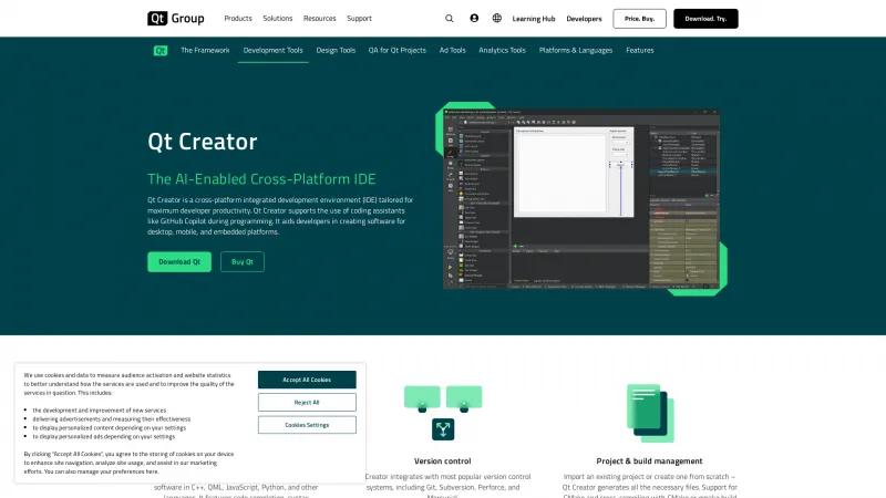 Homepage of Qt Creator