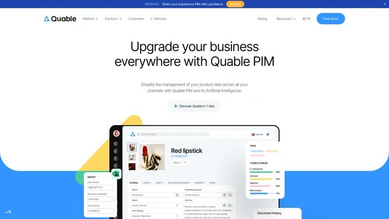 Homepage of Quable PIM