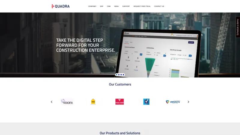 Homepage of Quadra ERP