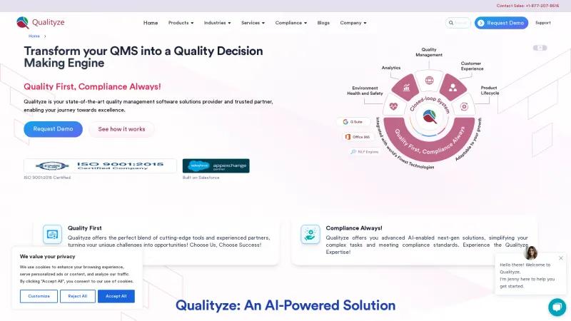 Homepage of Qualityze EQMS Suite