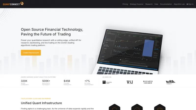 Homepage of QuantConnect