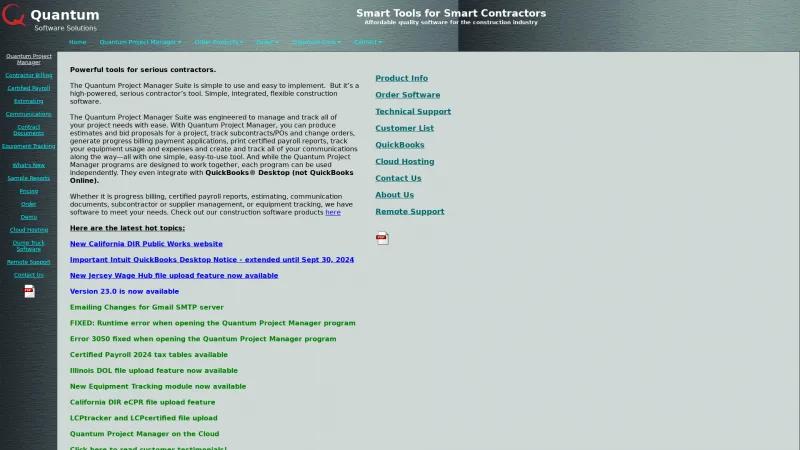Homepage of Quantum Project Manager