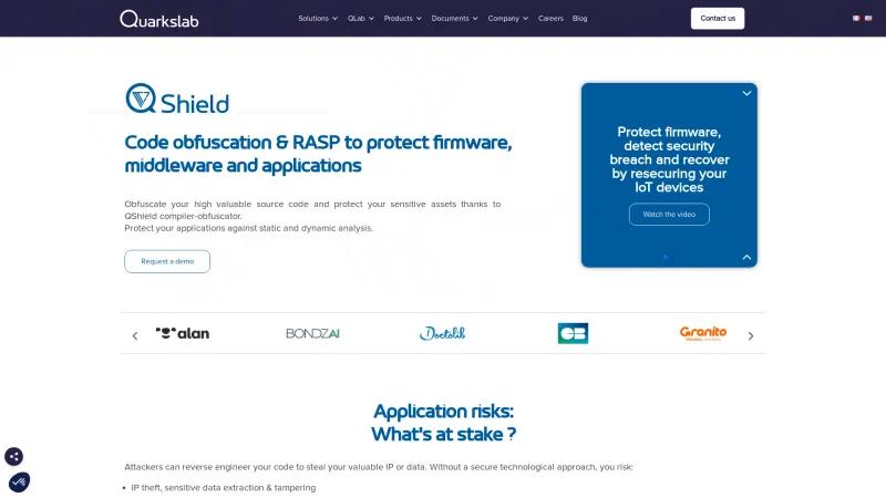 Homepage of QShield