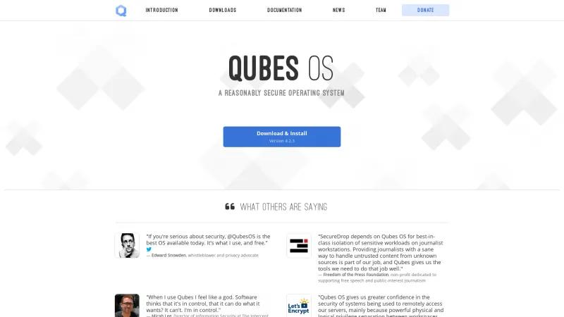 Homepage of Qubes OS