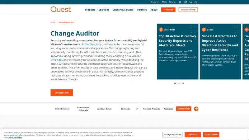 Homepage of Change Auditor