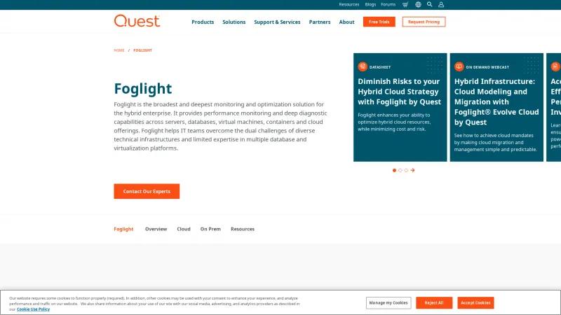 Homepage of Foglight