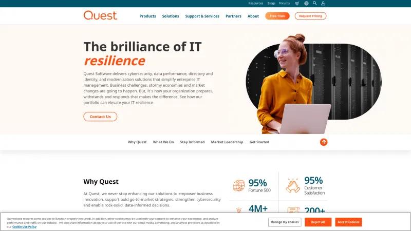 Homepage of Quest Database Management