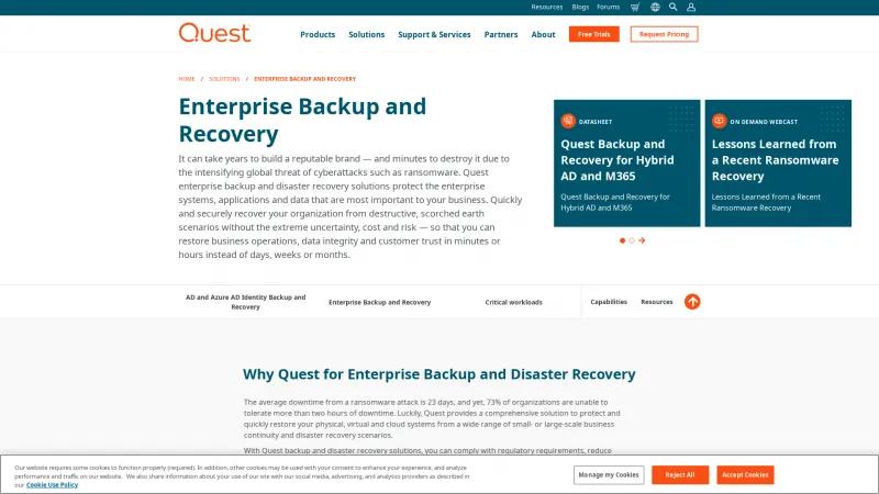 Homepage of Metalogix Backup for SharePoint