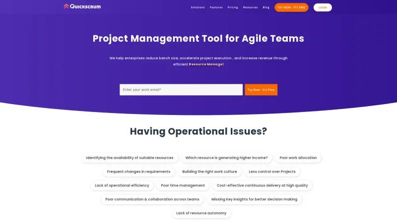 Homepage of QuickScrum