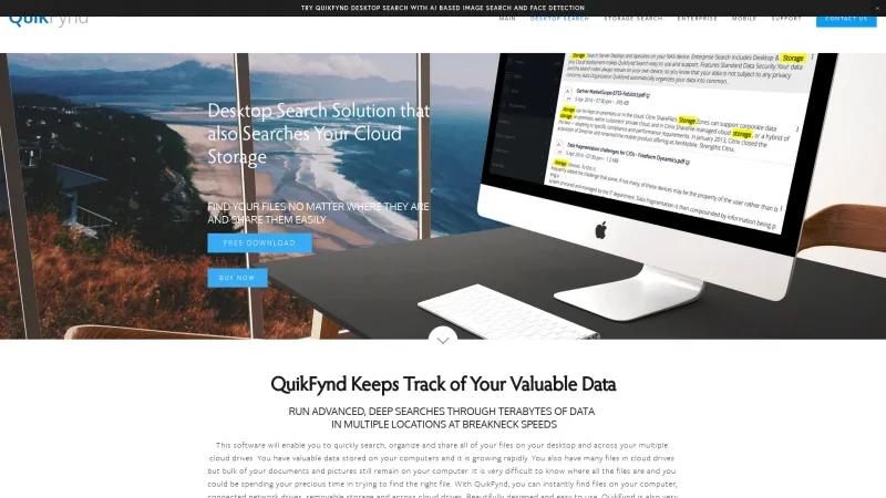 Homepage of QuikFynd