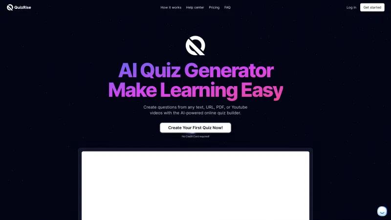 Homepage of QuizRise