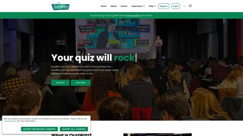 Homepage of QuizWitz