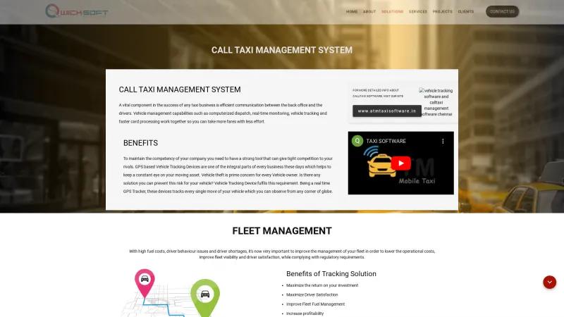 Homepage of Qwicksoft Call Taxi Management System