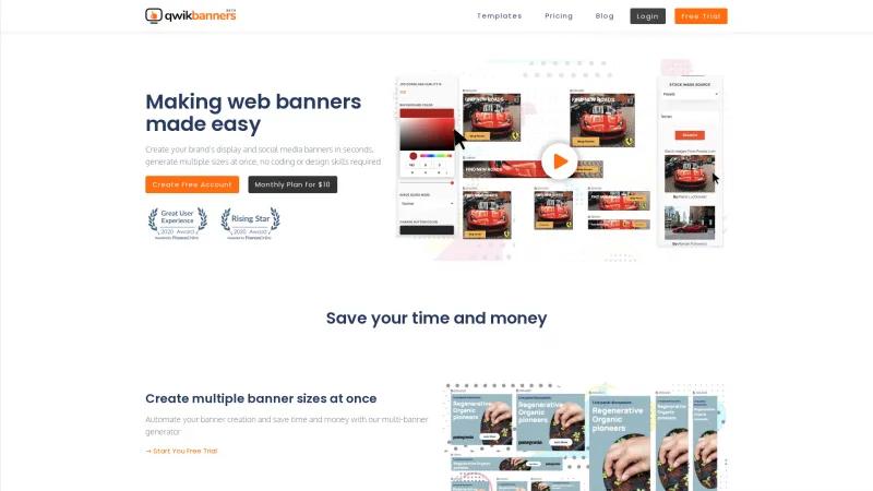 Homepage of QwikBanners