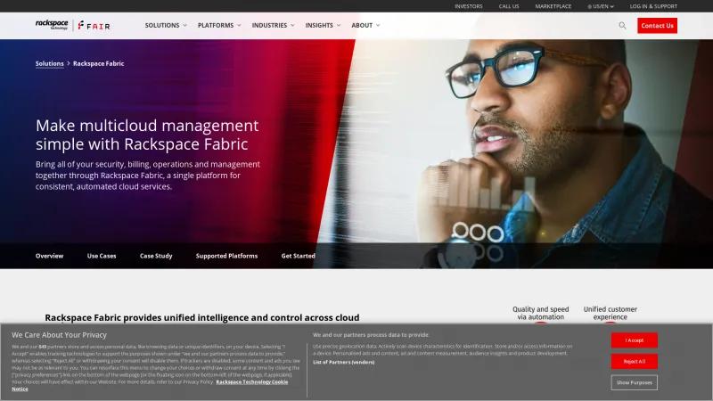 Homepage of Rackspace Fabric