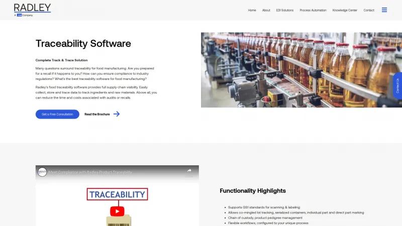 Homepage of Radley Traceability