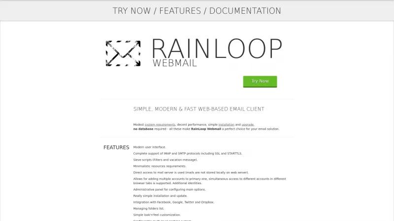 Homepage of RainLoop