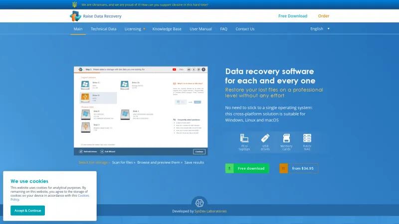 Homepage of Raise Data Recovery