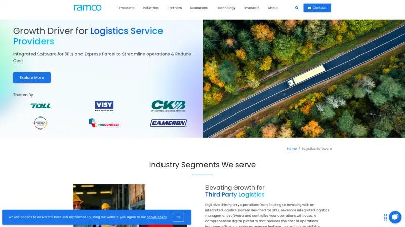 Homepage of Ramco Logistics Software