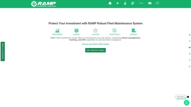 Homepage of RAMP Fleet Maintenance Software