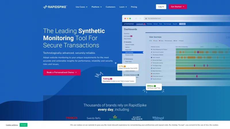 Homepage of RapidSpike