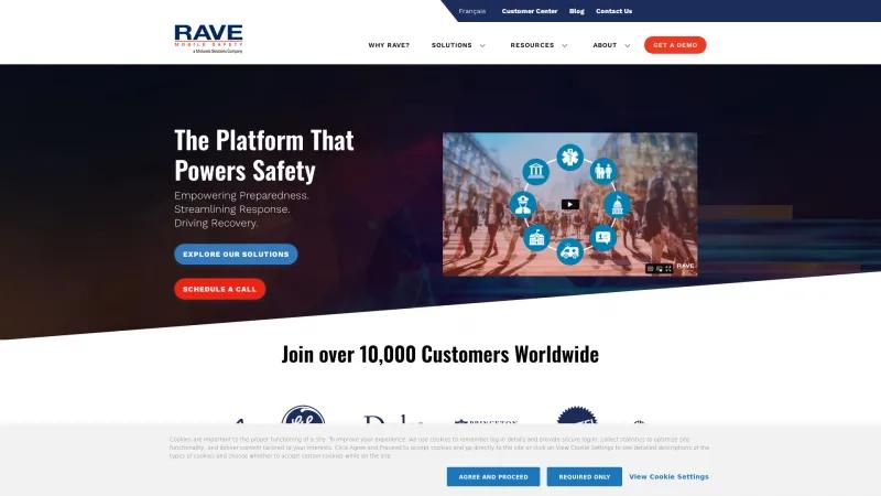 Homepage of Rave Alert