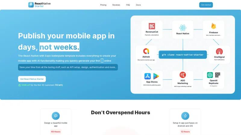 Homepage of React Native Starter AI