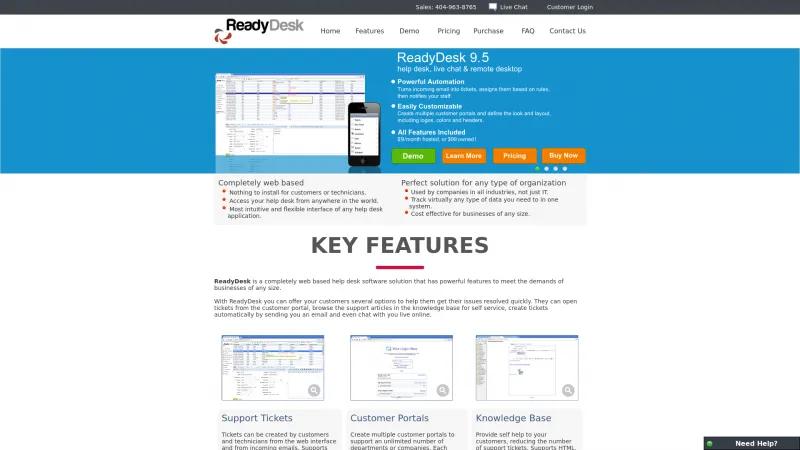 Homepage of ReadyDesk