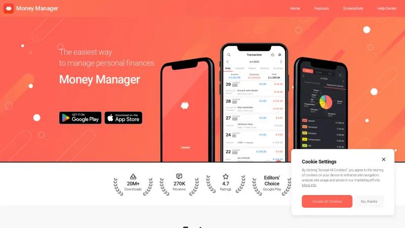 Homepage of Money Manager