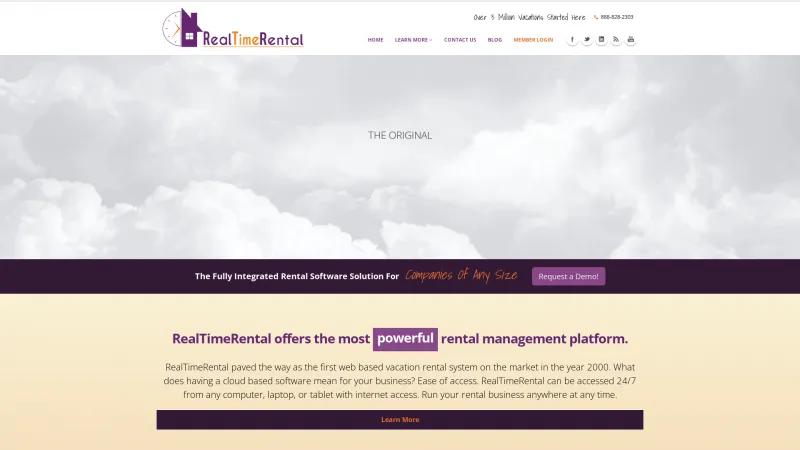 Homepage of RealTimeRental.com