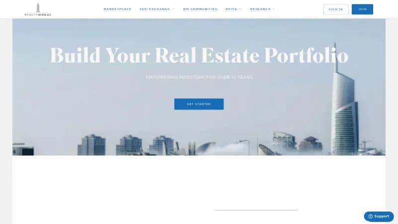 Homepage of RealtyMogul